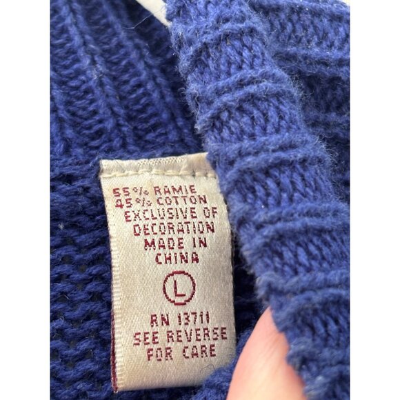 Vintage Karen Scott Blue Sweater With Embroidered Christmas Tree & Star Details - Picture 5 of 9